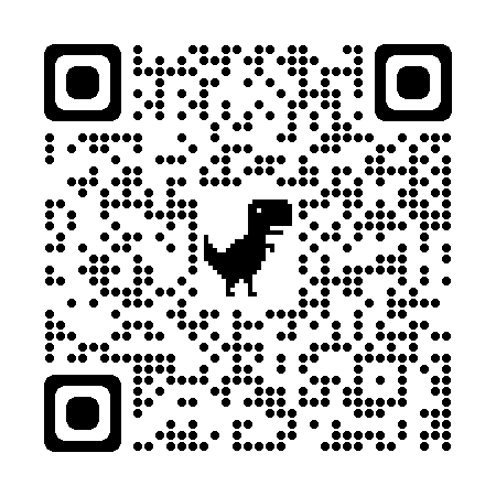 A qr code with a picture of a dinosaur.